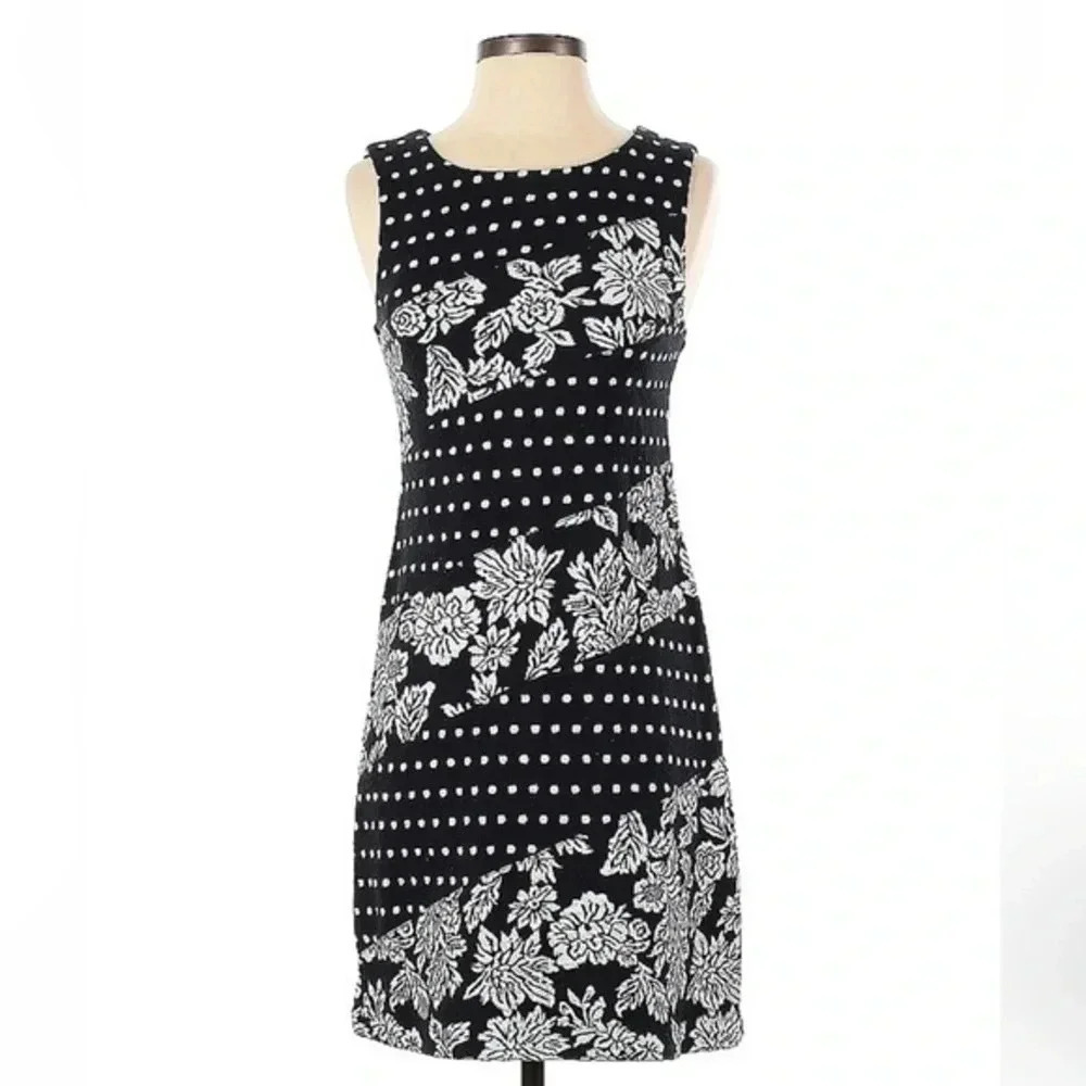 Anthropologie | Maeve Effemy Jacquard Shift Dress Size XS Floral Polka Dot - Picture 3 of 6